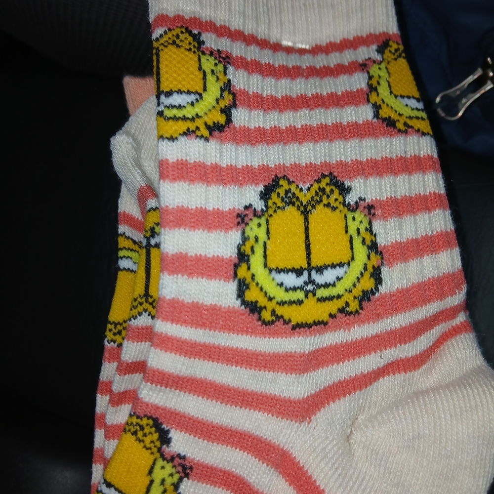 X2 Pairs Garfield 'Whatever' Peach & white Casual Socks
